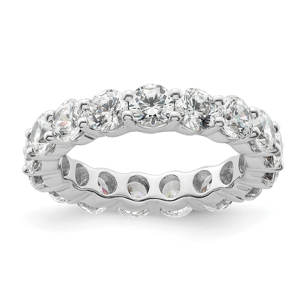 14k White Gold Polished Size 4.5 Shared Prong 3 carat Diamond Complete Eternity Band