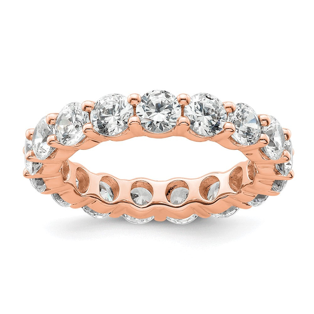 14k Rose Gold Polished Size 5.5 Shared Prong 3 carat Diamond Complete Eternity Band