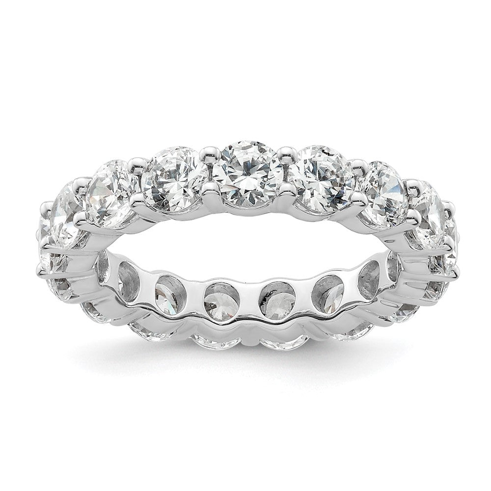 14k White Gold Polished Size 5 Shared Prong 3 carat Diamond Complete Eternity Band