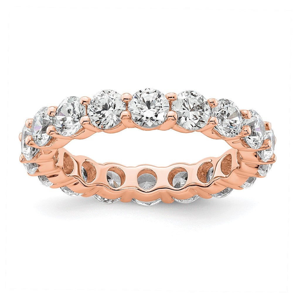14k Rose Gold Polished Size 6 Shared Prong 3 carat Diamond Complete Eternity Band