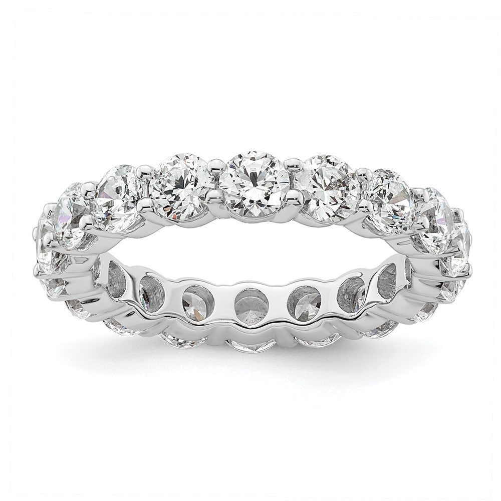 14k White Gold Polished Size 6.5 Shared Prong 3 carat Diamond Complete Eternity Band