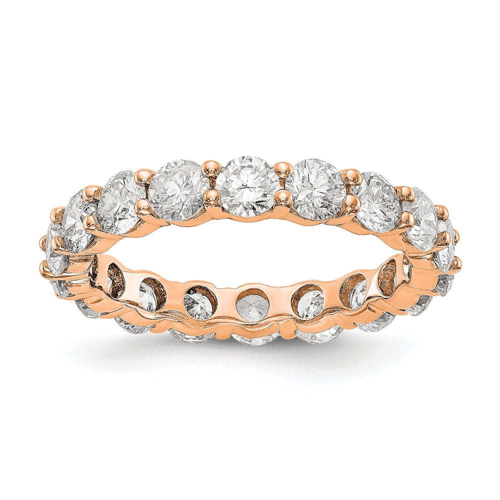 14k Rose Gold Polished Size 7.5 Shared Prong 3 carat Diamond Complete Eternity Band