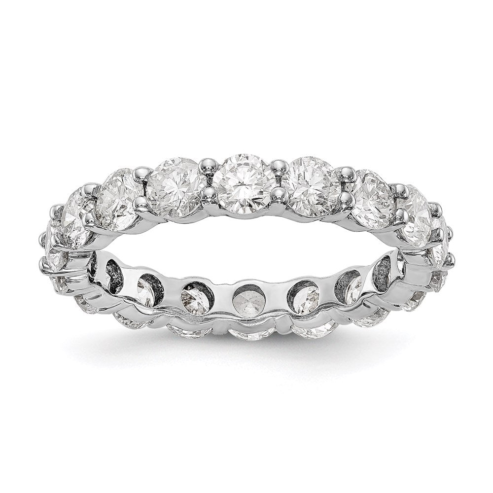 14k White Gold Polished Size 7.5 Shared Prong 3 carat Diamond Complete Eternity Band