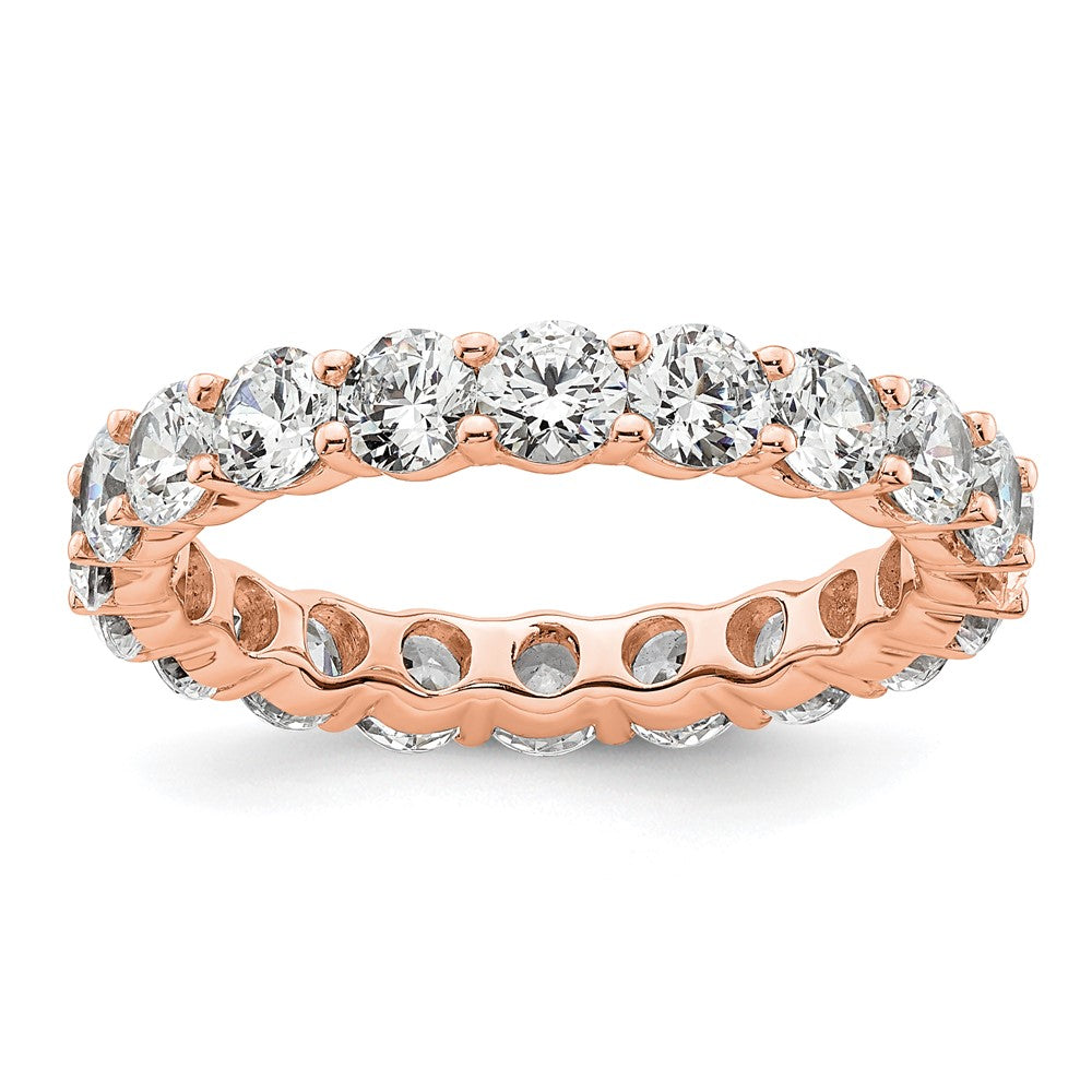 14k Rose Gold Polished Size 8.5 Shared Prong 3 carat Diamond Complete Eternity Band