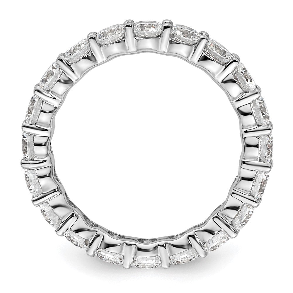 14k White Gold Polished Size 8.5 Shared Prong 3 carat Diamond Complete Eternity Band