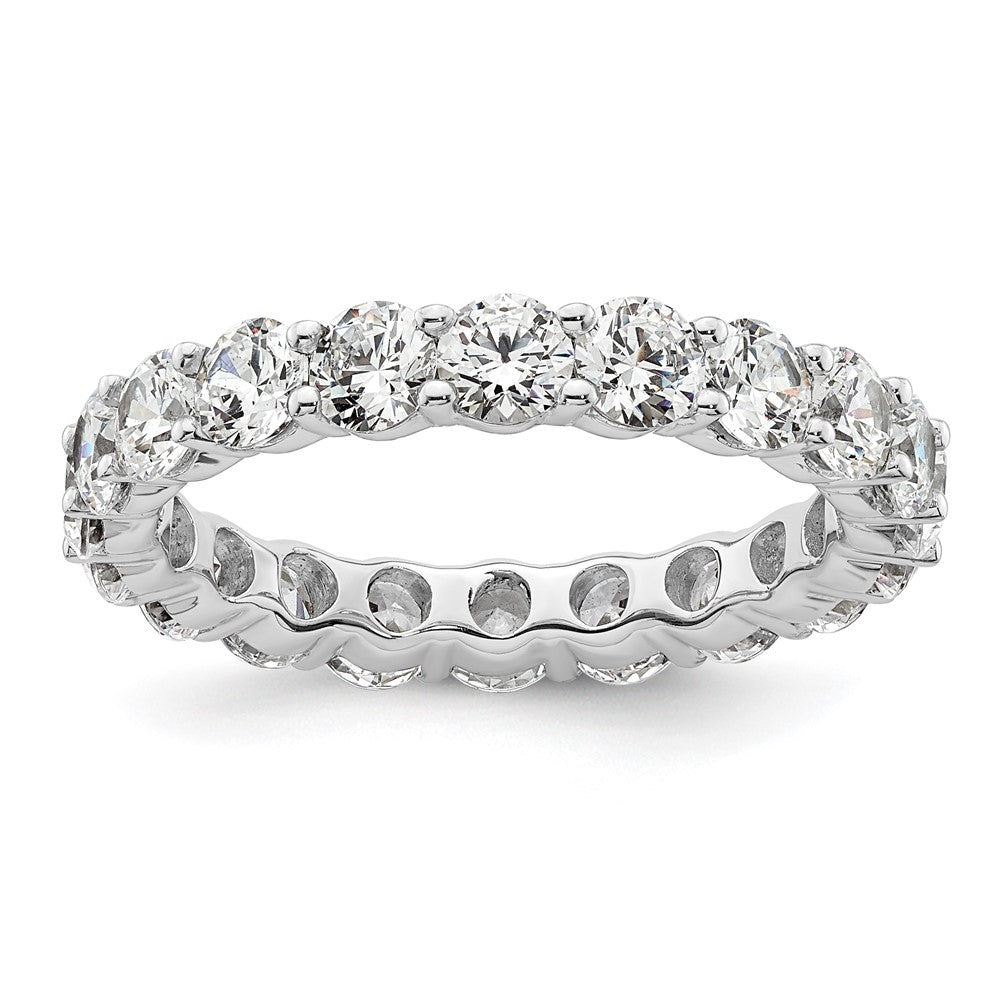 14k White Gold Polished Size 8.5 Shared Prong 3 carat Diamond Complete Eternity Band