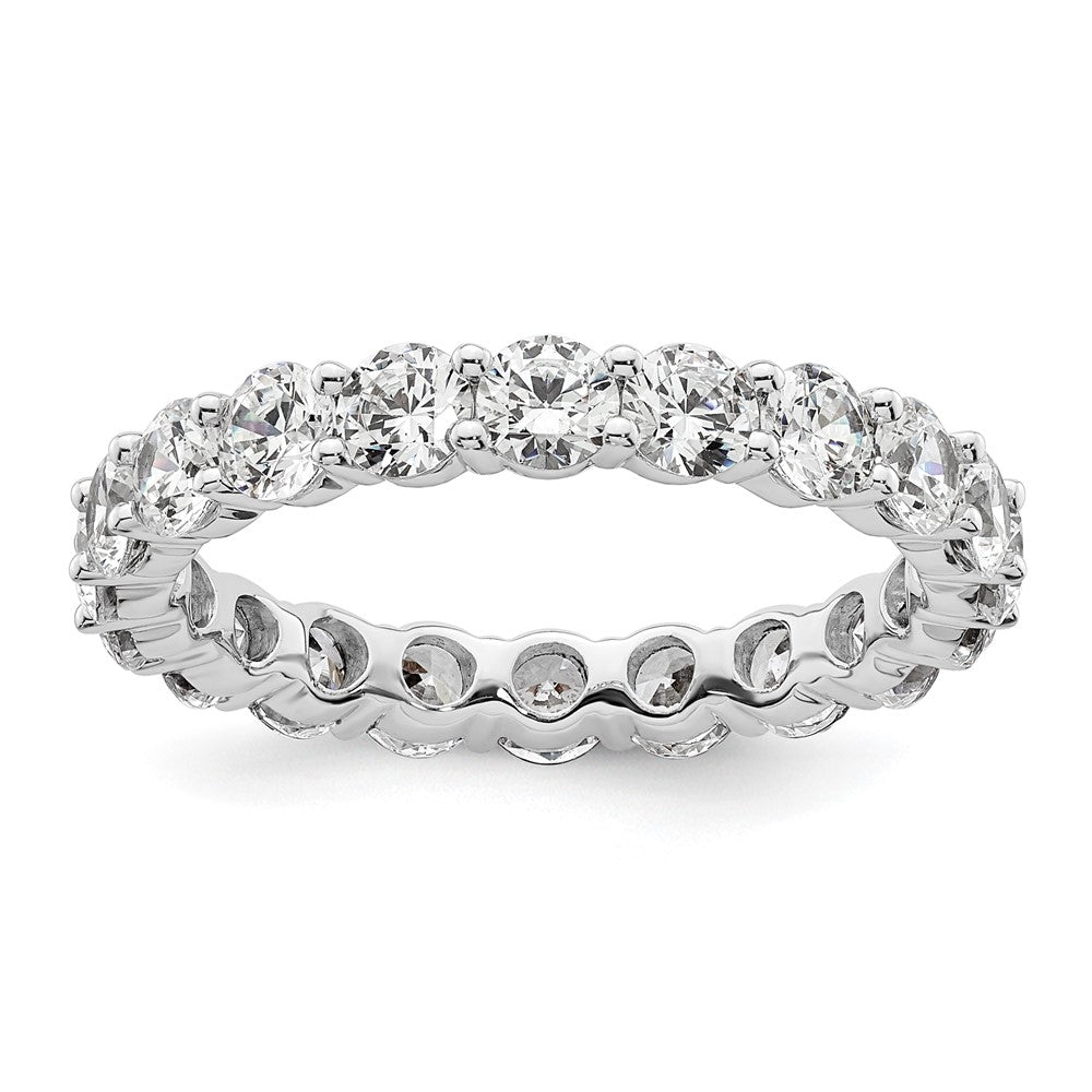 14k White Gold Polished Size 9 Shared Prong 3 carat Diamond Complete Eternity Band