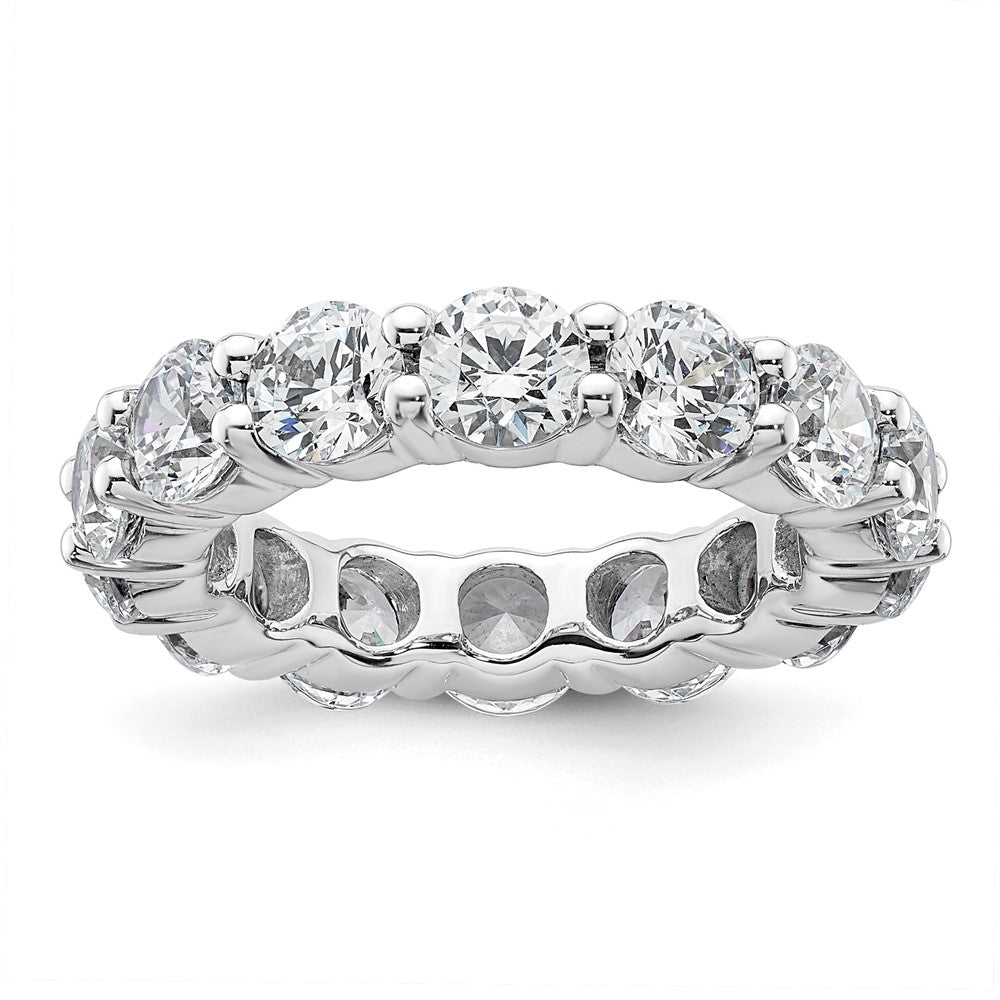 14k White Gold Polished Size 4.5 Shared Prong 4 carat Diamond Complete Eternity Band