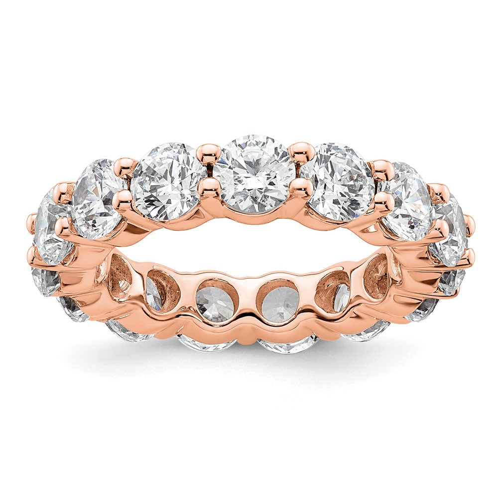 14k Rose Gold Polished Size 5.5 Shared Prong 4 carat Diamond Complete Eternity Band