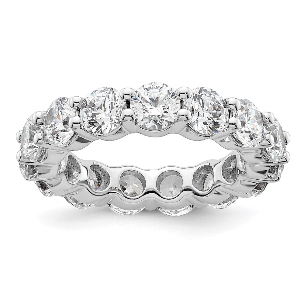 14k White Gold Polished Size 5.5 Shared Prong 4 carat Diamond Complete Eternity Band