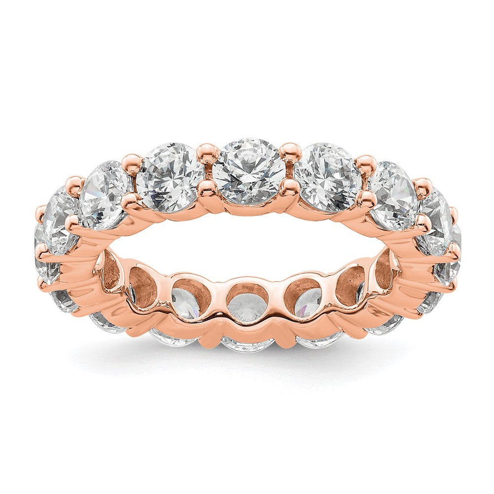 14k Rose Gold Polished Size 6.5 Shared Prong 4 carat Diamond Complete Eternity Band