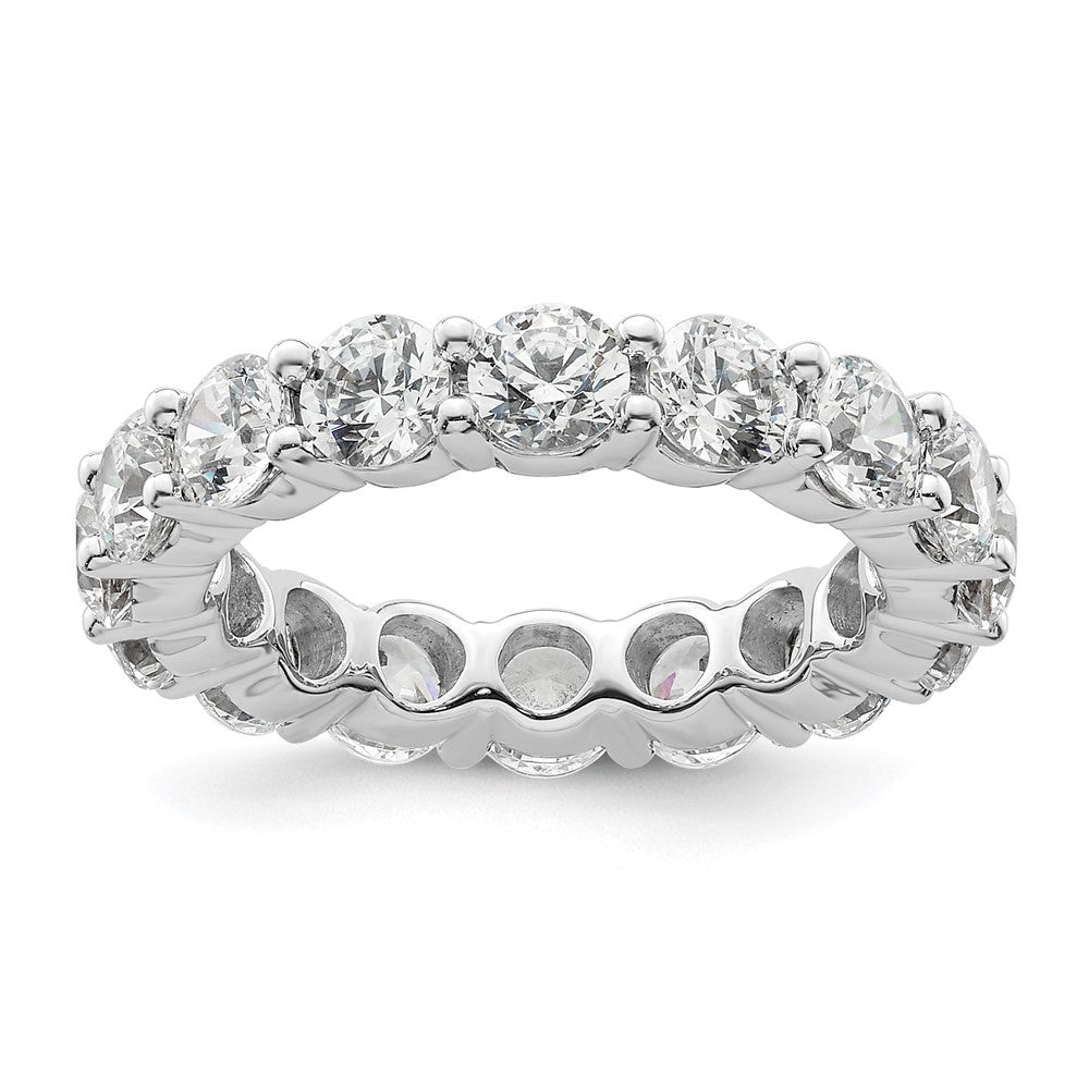 14k White Gold Polished Size 6.5 Shared Prong 4 carat Diamond Complete Eternity Band