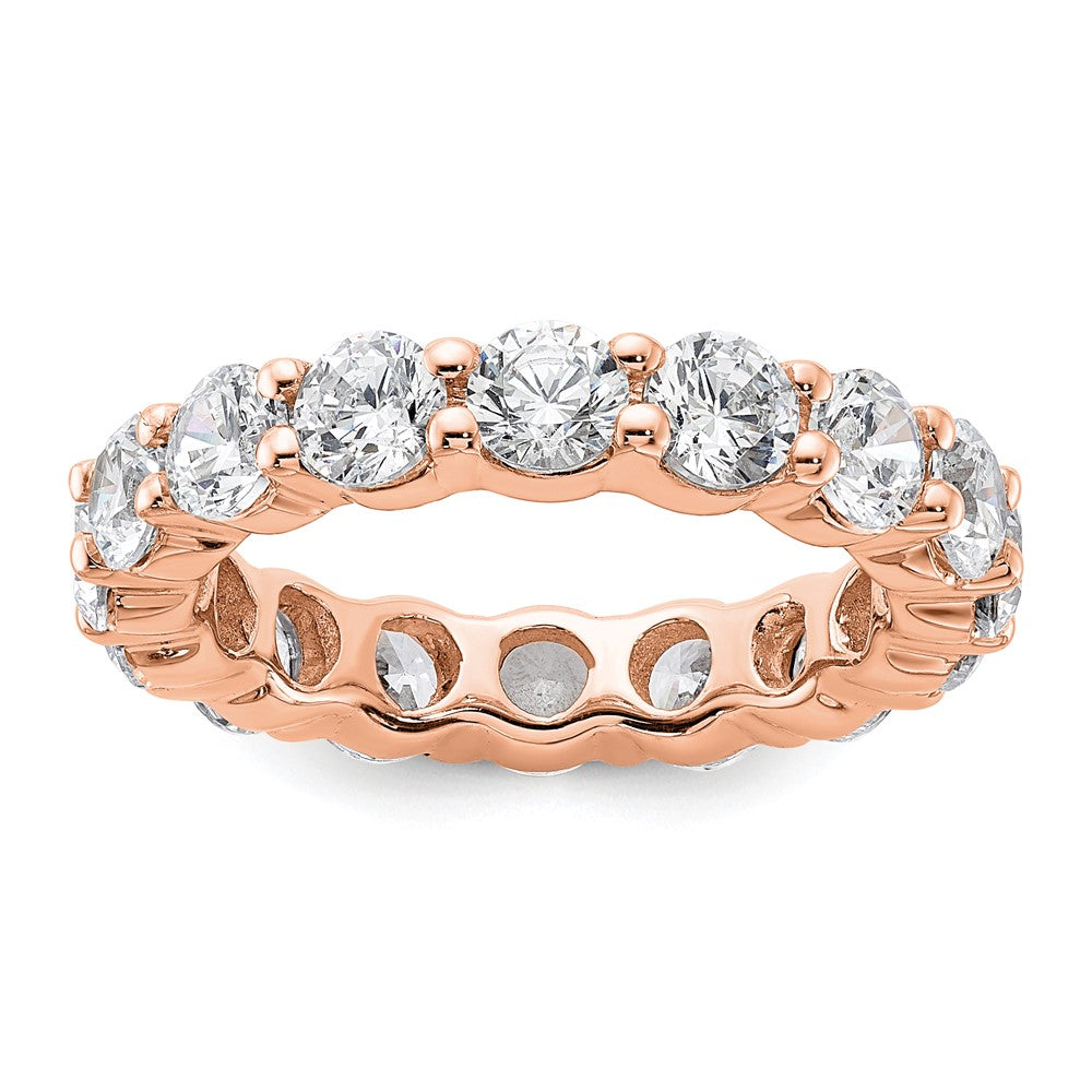 14k Rose Gold Polished Size 7.5 Shared Prong 4 carat Diamond Complete Eternity Band