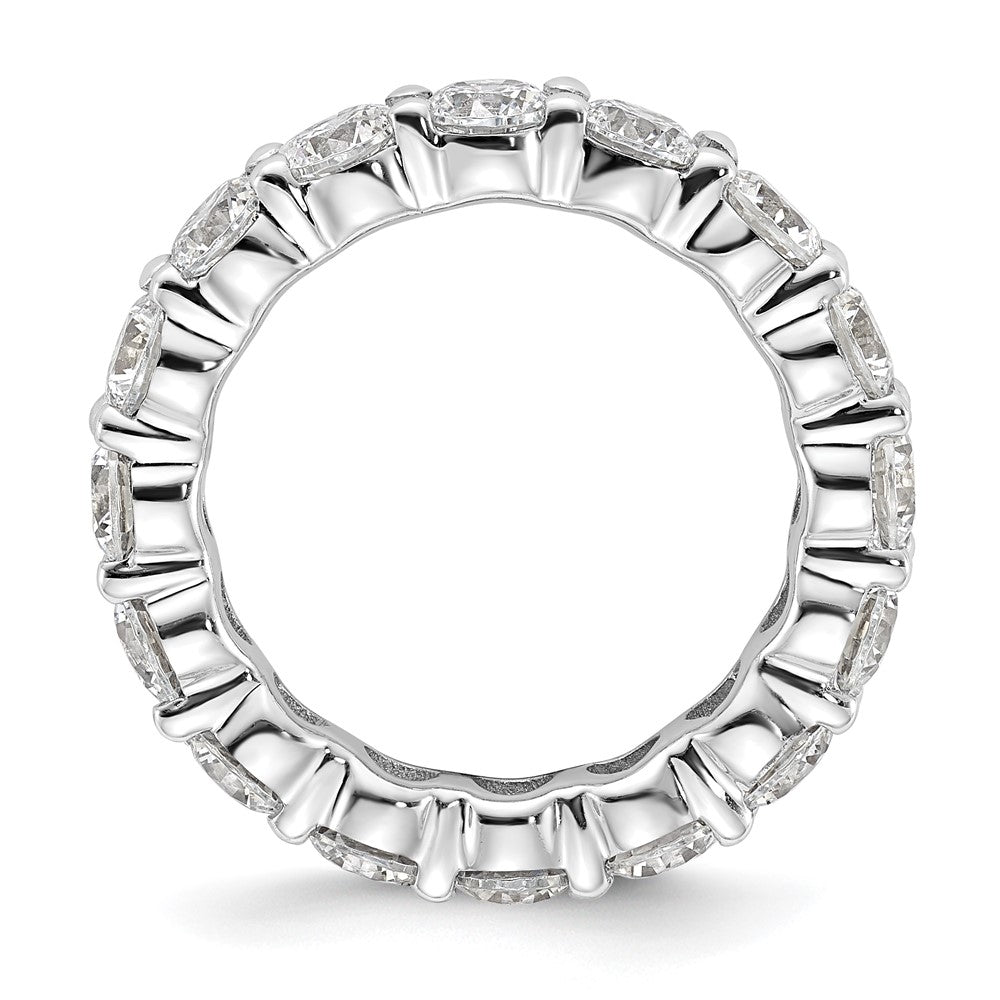 14k White Gold Polished Size 7.5 Shared Prong 4 carat Diamond Complete Eternity Band