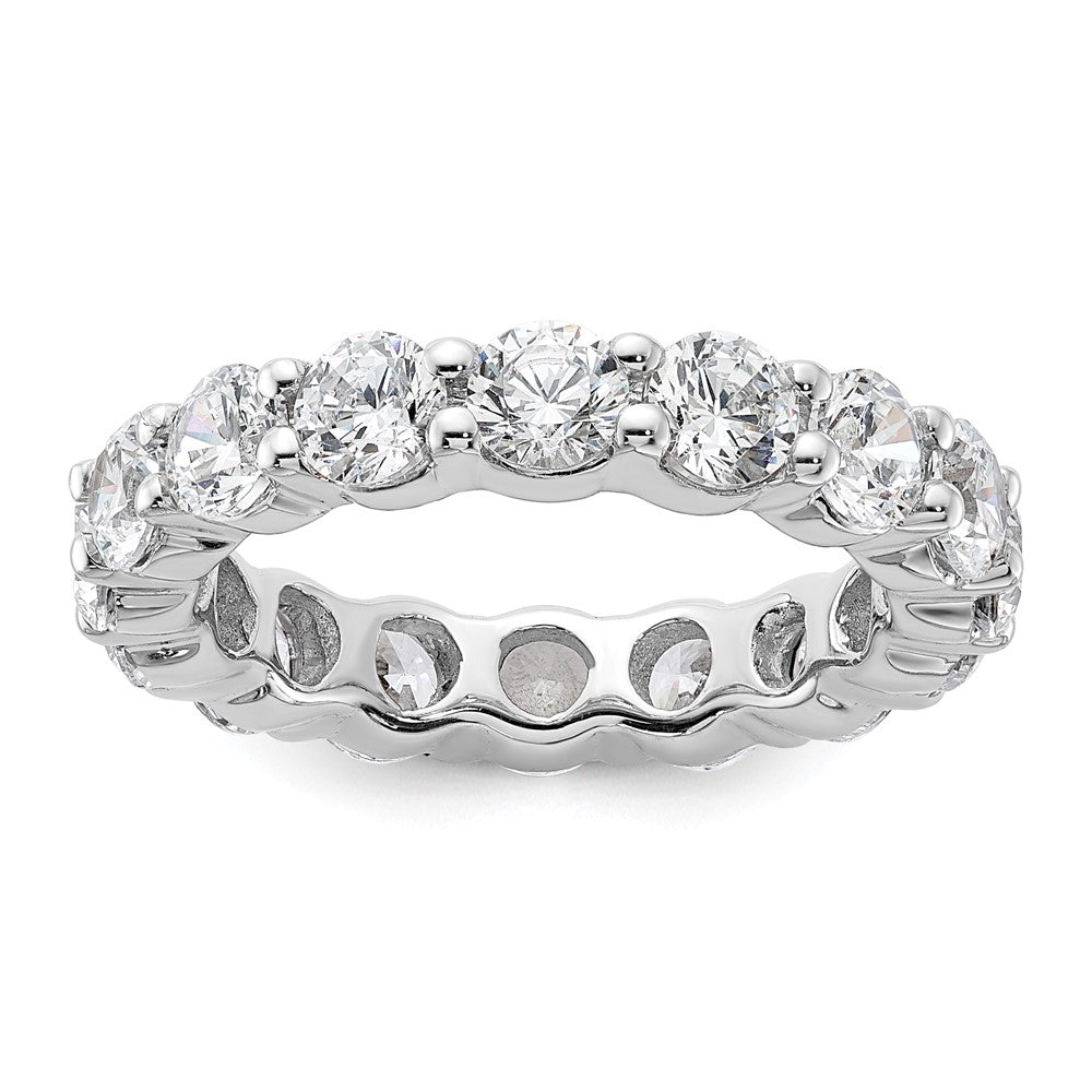 14k White Gold Polished Size 7.5 Shared Prong 4 carat Diamond Complete Eternity Band