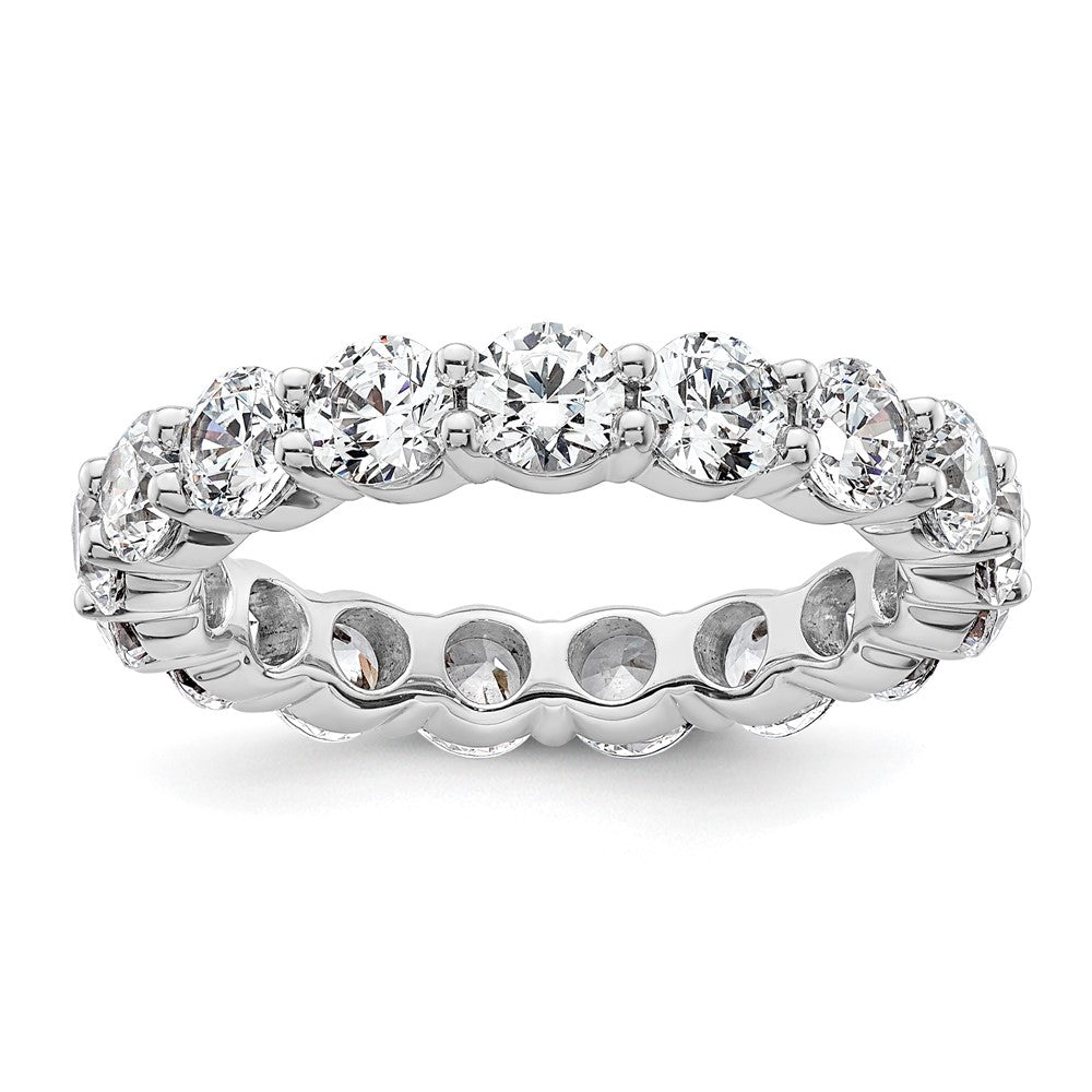 14k White Gold Polished Size 8.5 Shared Prong 4 carat Diamond Complete Eternity Band