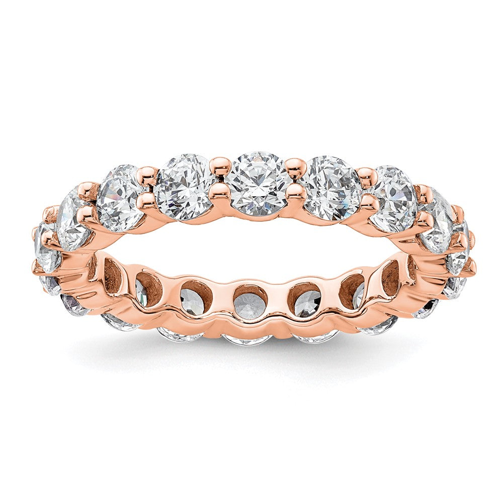 14k Rose Gold Polished Size 9 Shared Prong 4 carat Diamond Complete Eternity Band