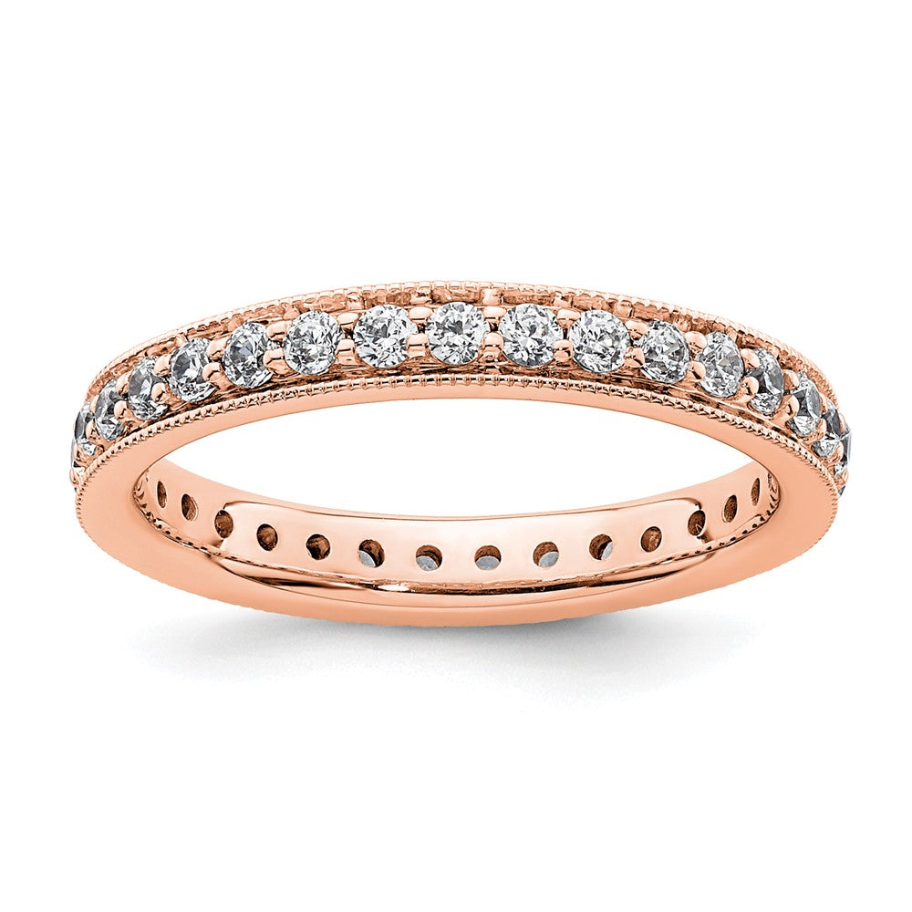 14k Rose Gold Polished Size 4 Vintage 1/2 carat Diamond Complete Eternity Band