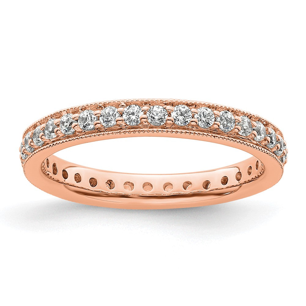 14k Rose Gold Polished Size 5.5 Vintage 1/2 carat Diamond Complete Eternity Band