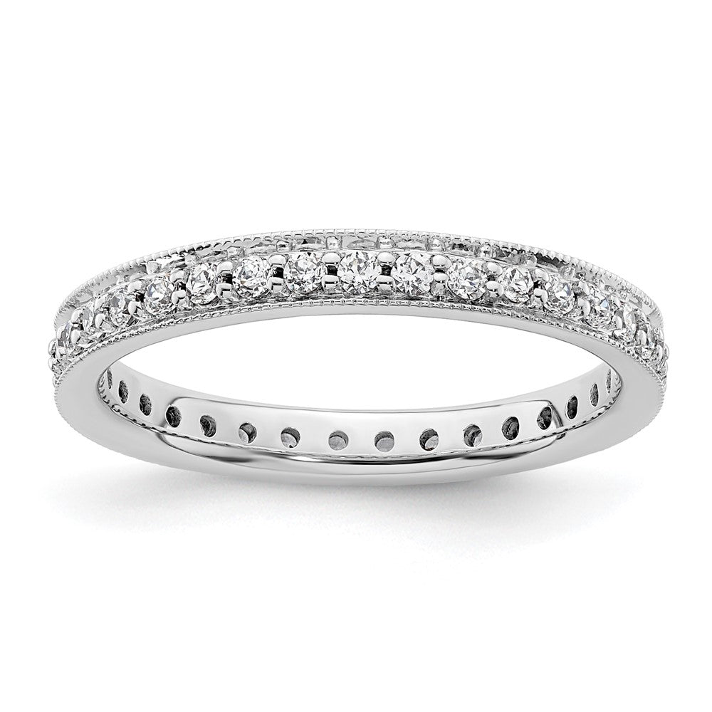 14k White Gold Polished Size 6 Vintage 1/2 carat Diamond Complete Eternity Band