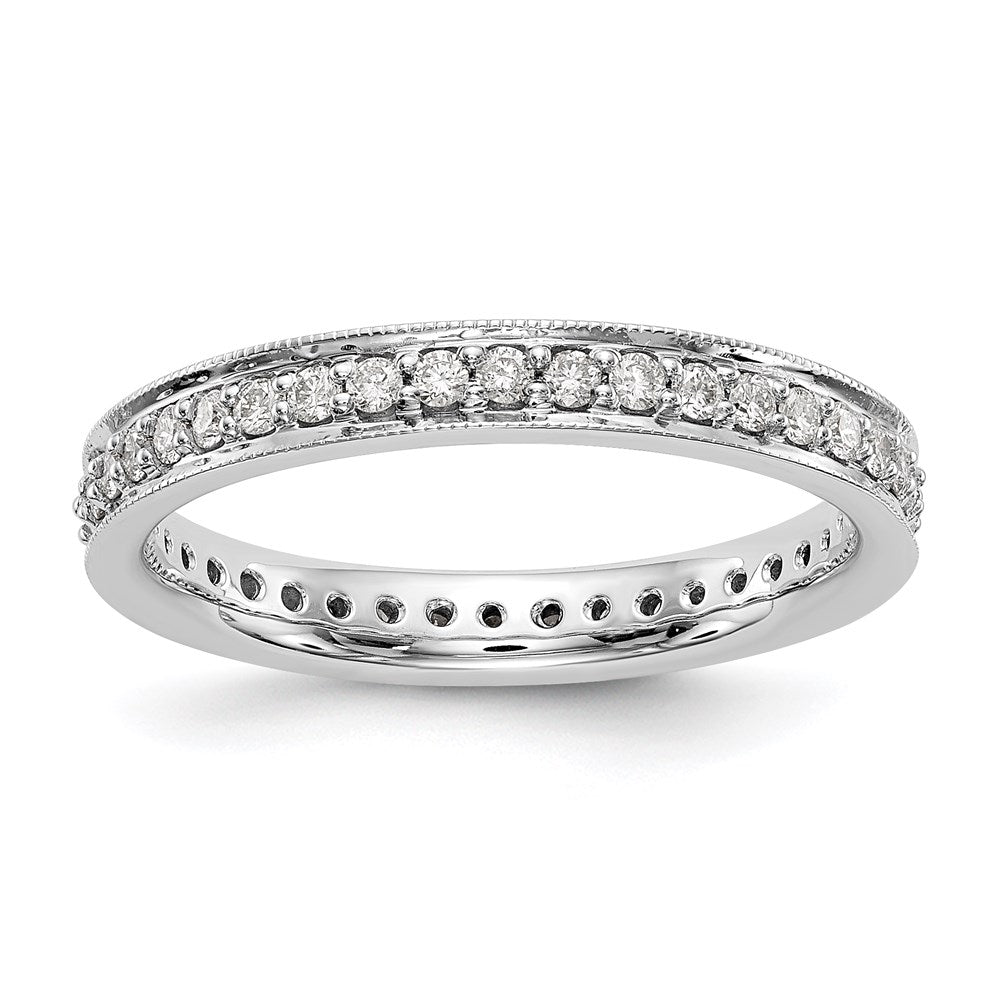 14k White Gold Polished Size 7 Vintage 1/2 carat Diamond Complete Eternity Band