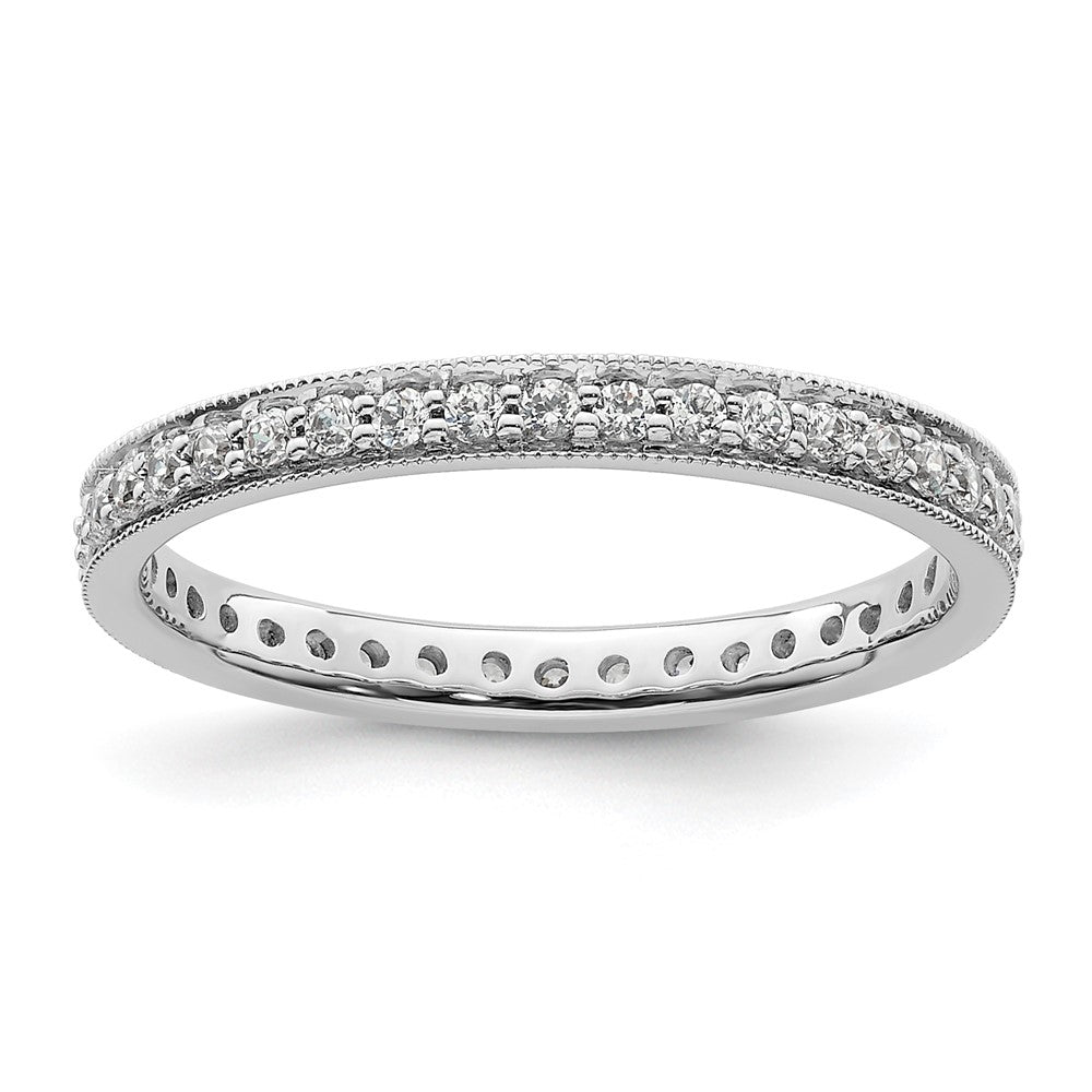 14k White Gold Polished Size 8.5 Vintage 1/2 carat Diamond Complete Eternity Band