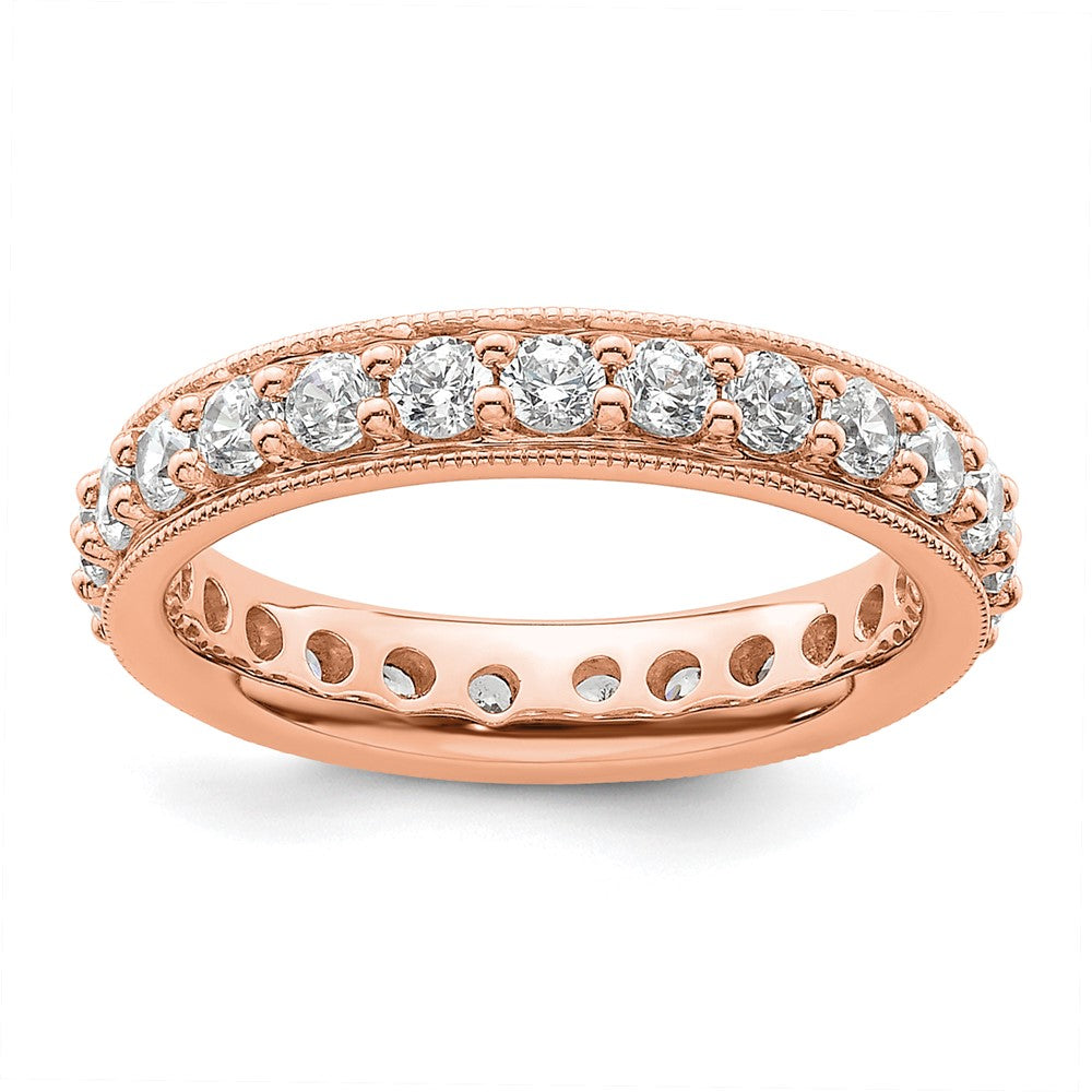 14k Rose Gold Polished Size 4.5 Vintage 1 carat Diamond Complete Eternity Band