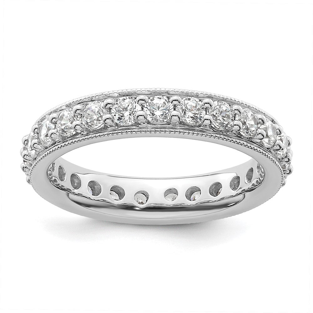 14k White Gold Polished Size 4.5 Vintage 1 carat Diamond Complete Eternity Band