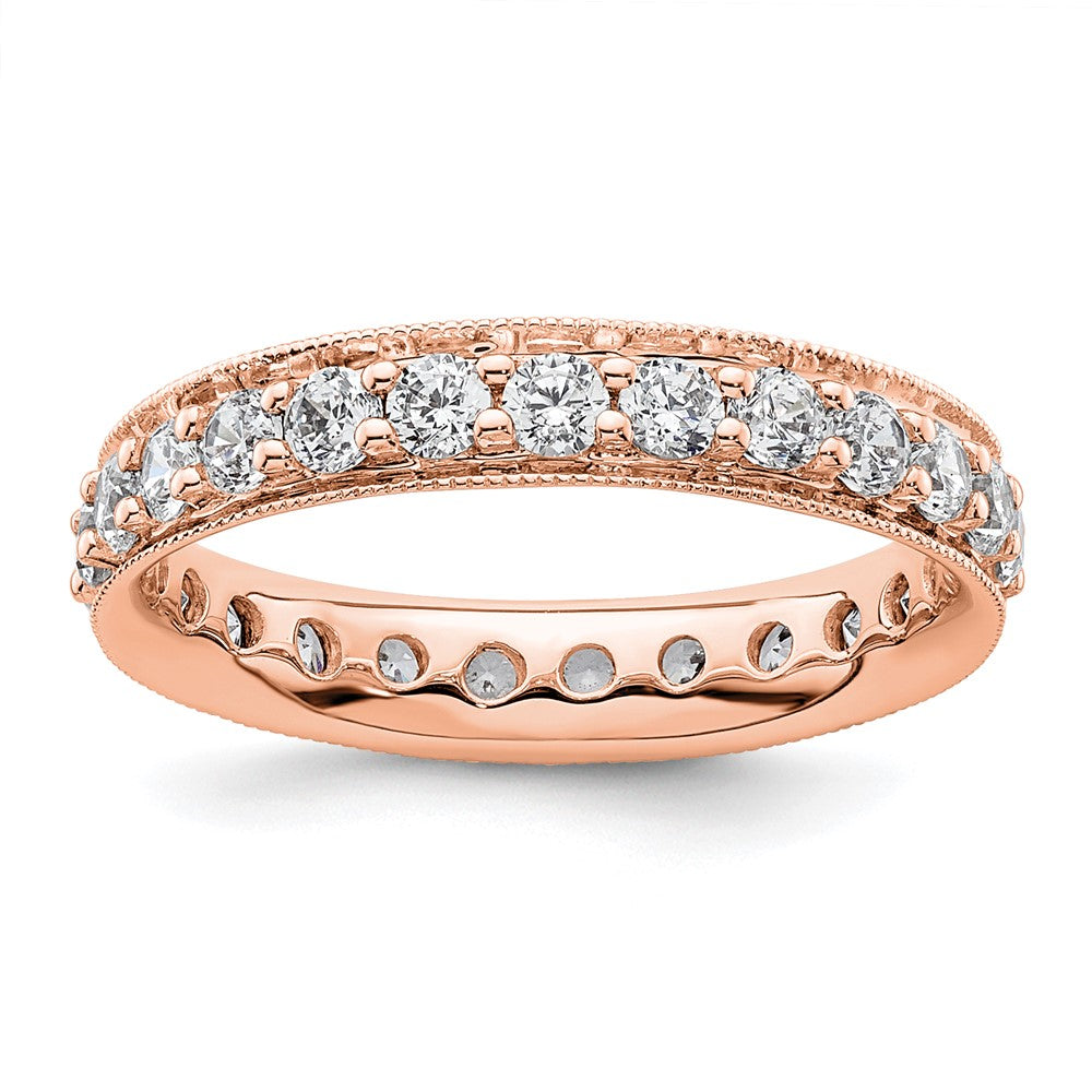 14k Rose Gold Polished Size 5 Vintage 1 carat Diamond Complete Eternity Band