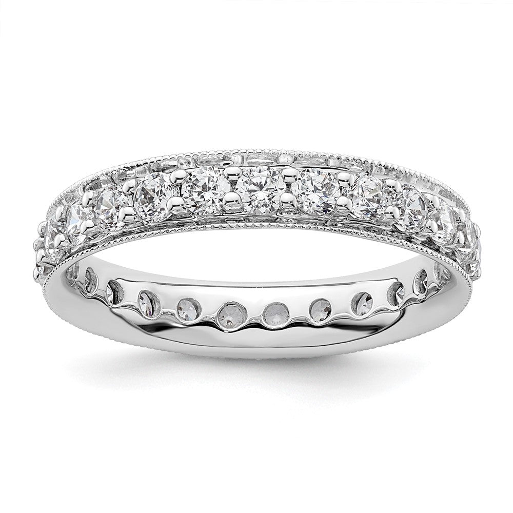 14k White Gold Polished Size 5 Vintage 1 carat Diamond Complete Eternity Band