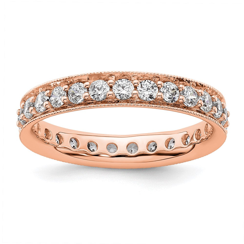 14k Rose Gold Polished Size 6.5 Vintage 1 carat Diamond Complete Eternity Band