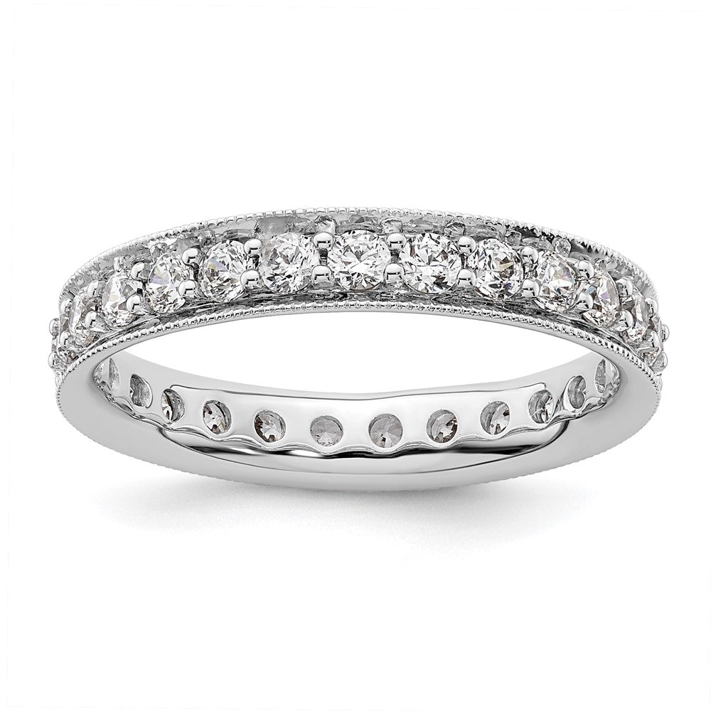 14k White Gold Polished Size 6 Vintage 1 carat Diamond Complete Eternity Band