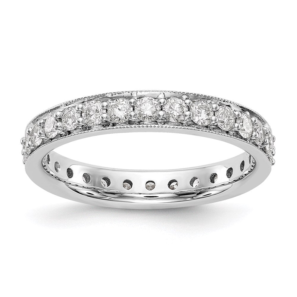 14k White Gold Polished Size 7 Vintage 1 carat Diamond Complete Eternity Band