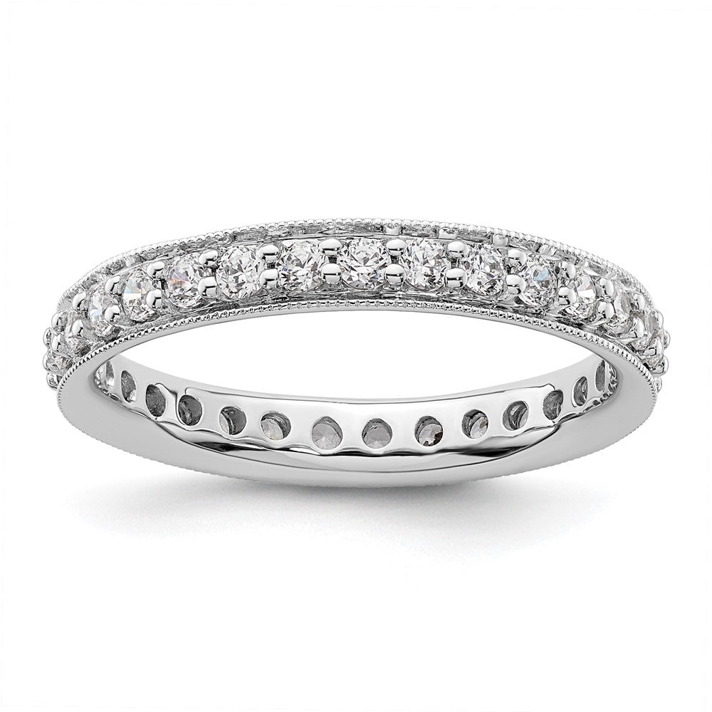 14k White Gold Polished Size 8 Vintage 1 carat Diamond Complete Eternity Band