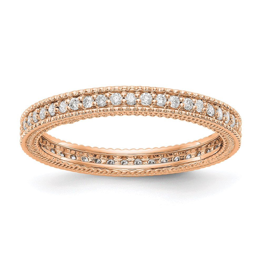 14k Rose Gold Polished 1/3CT Milgrain Edge Diamond Eternity Band