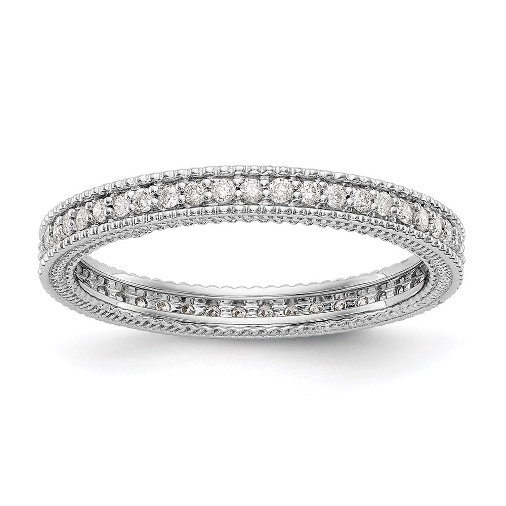 14k White Gold Polished 1/3CT Milgrain Edge Diamond Eternity Band