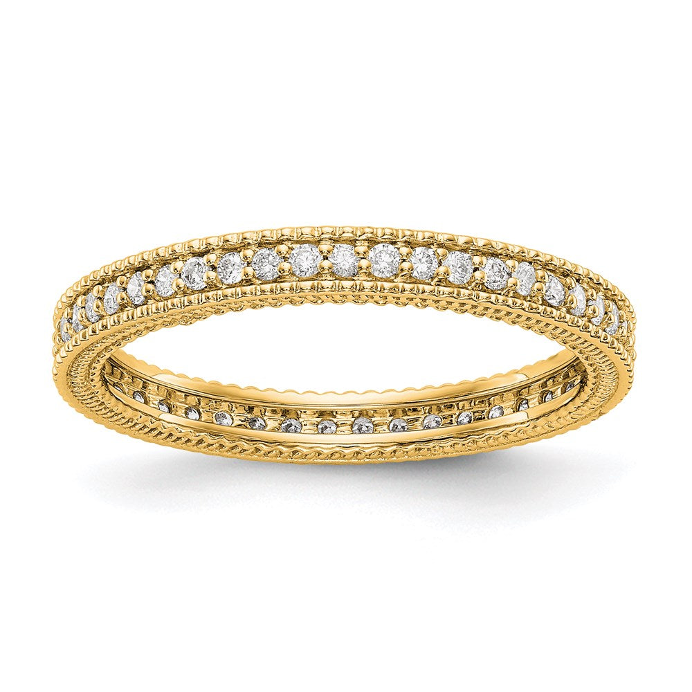 14k Polished 1/3CT Milgrain Edge Diamond Eternity Band