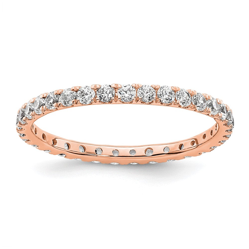 14k Rose Gold Polished Size 4 U-Shared Prong 1/2 carat Diamond Complete Eternity Band