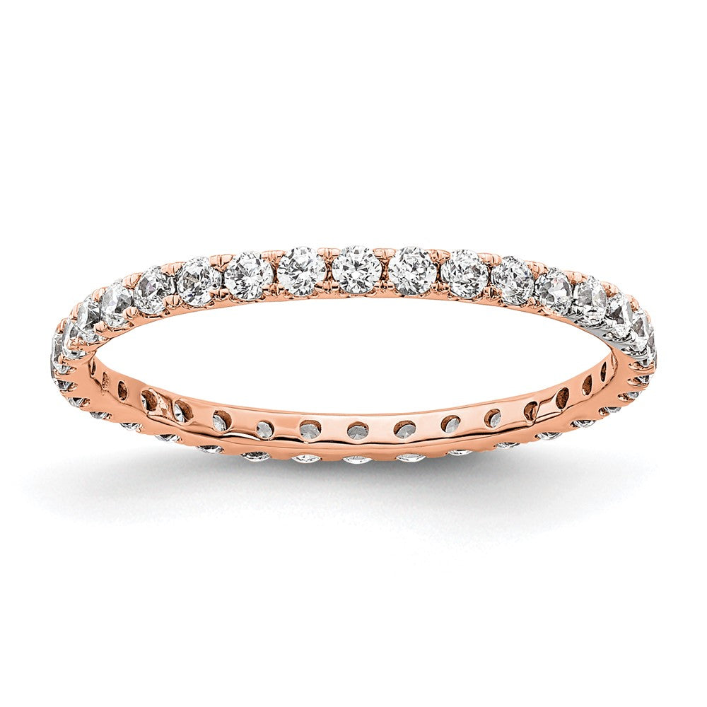 14k Rose Gold Polished Size 5 U-Shared Prong 1/2 carat Diamond Complete Eternity Band