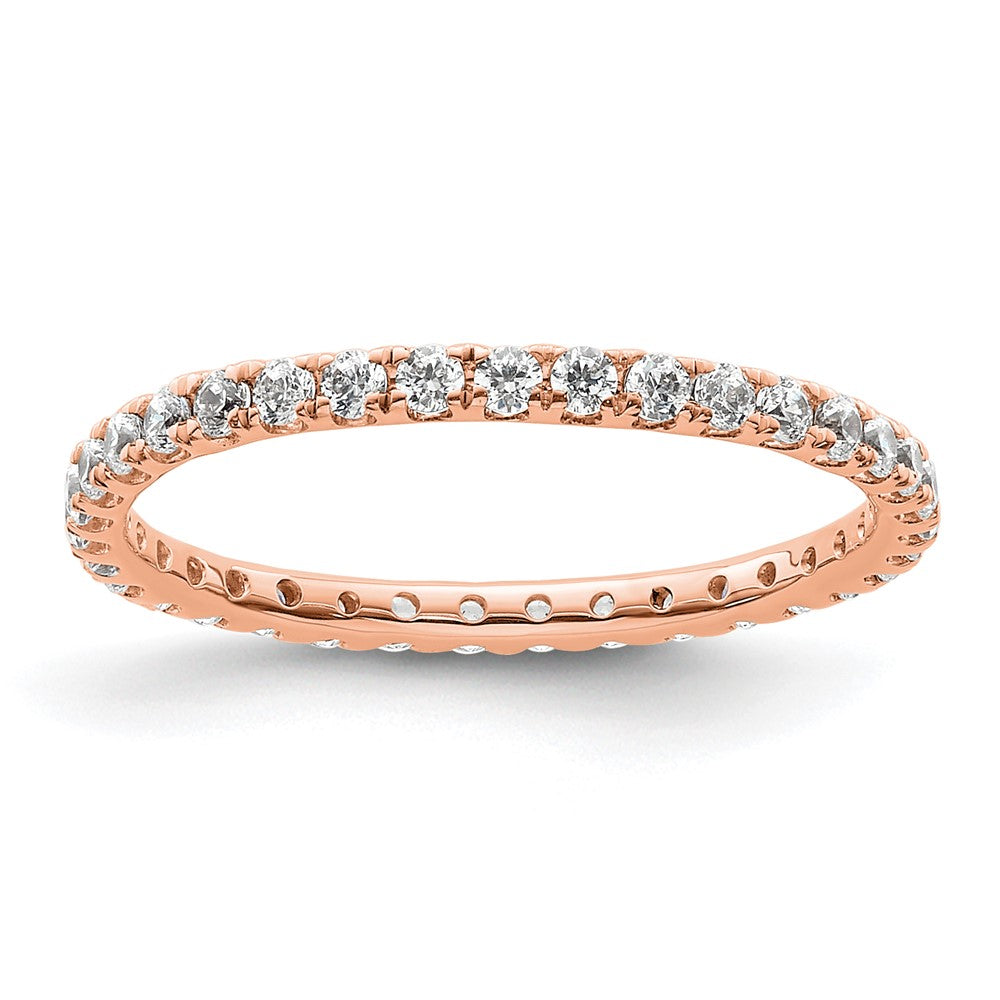 14k Rose Gold Polished Size 6.5 U-Shared Prong 1/2 carat Diamond Complete Eternity Band