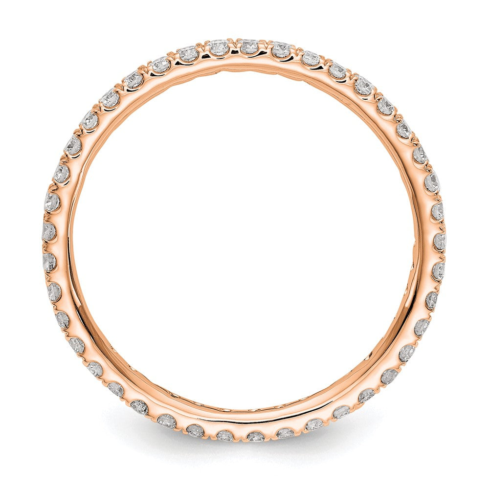 14k Rose Gold Polished Size 7.5 U-Shared Prong 1/2 carat Diamond Complete Eternity Band