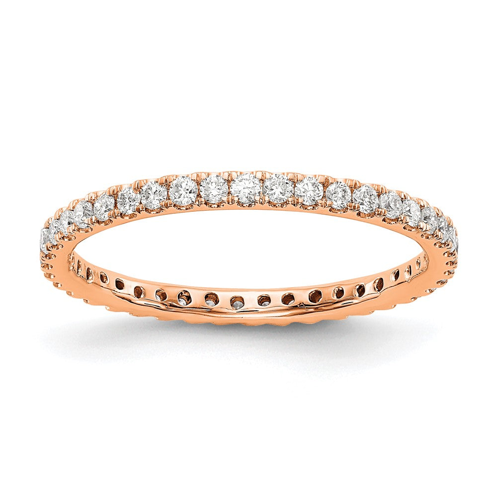 14k Rose Gold Polished Size 7.5 U-Shared Prong 1/2 carat Diamond Complete Eternity Band