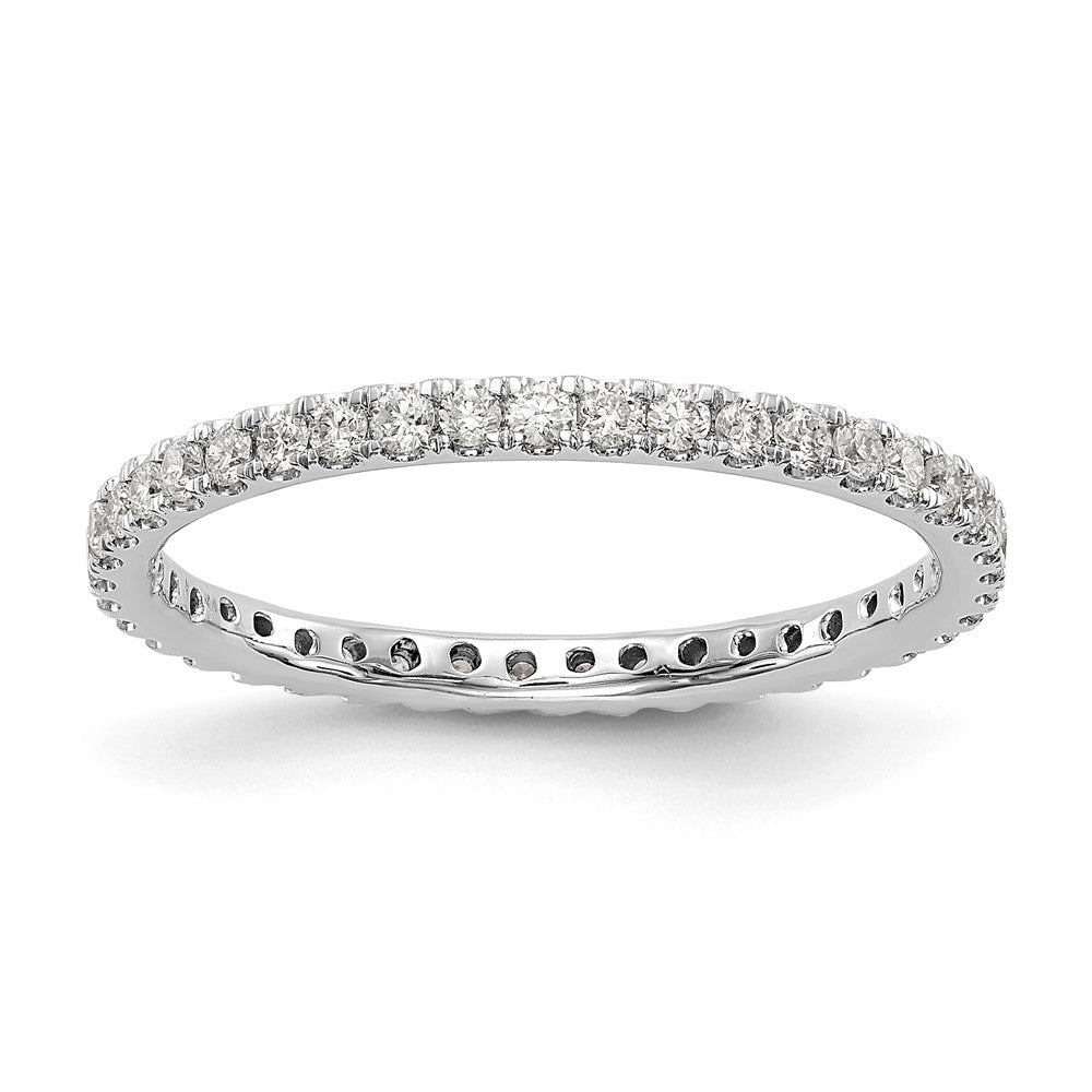 14k White Gold Polished Size 7.5 U-Shared Prong 1/2 carat Diamond Complete Eternity Band