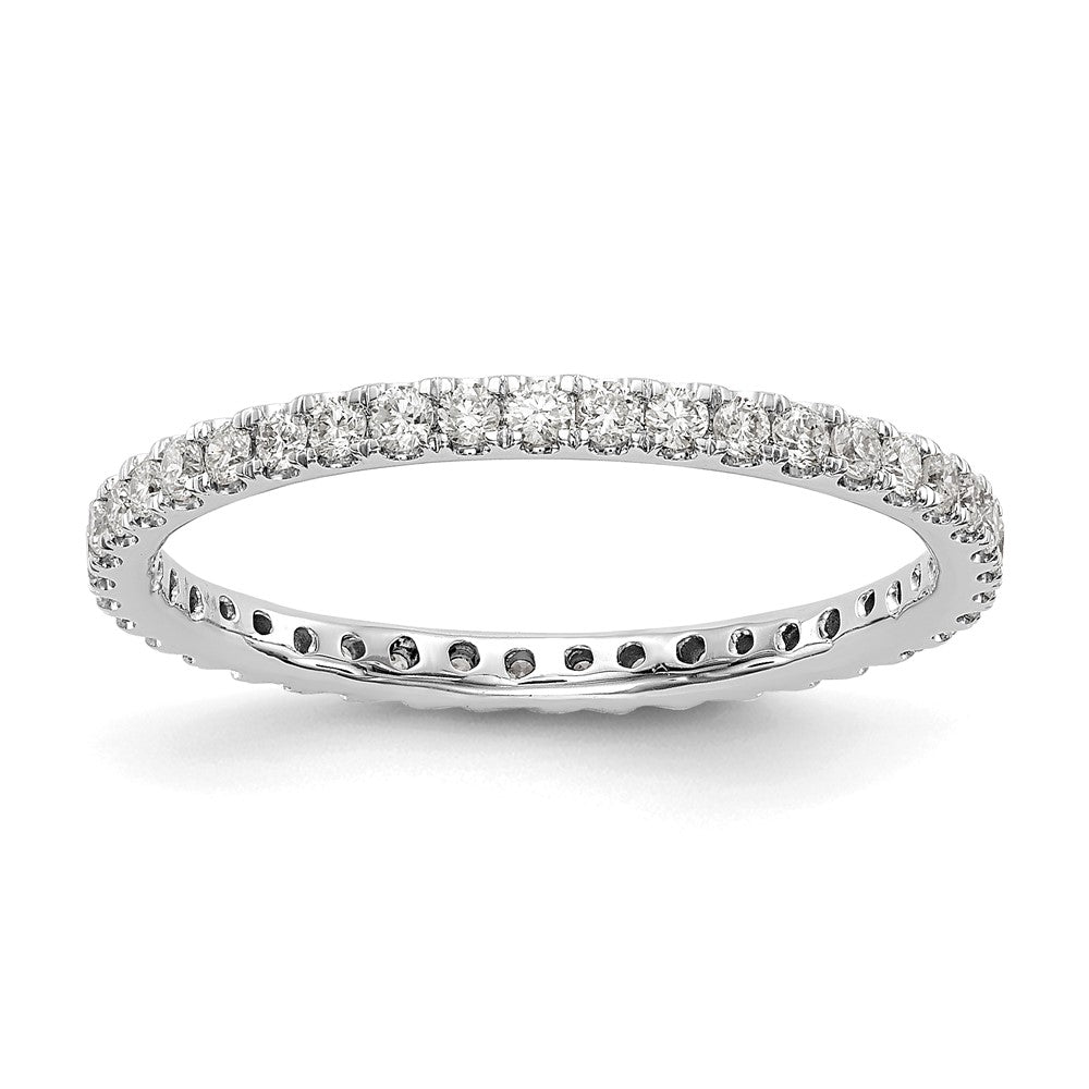 14k White Gold Polished Size 7.5 U-Shared Prong 1/2 carat Diamond Complete Eternity Band