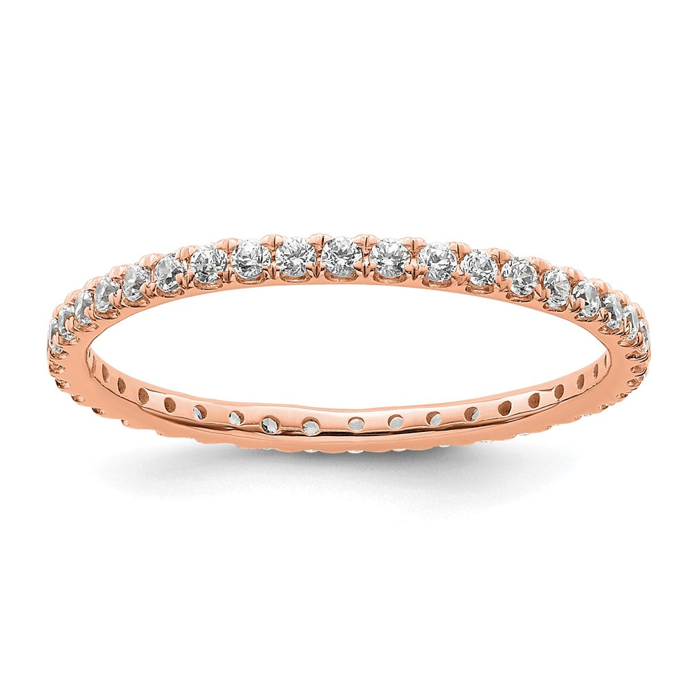 14k Rose Gold Polished Size 8.5 U-Shared Prong 1/2 carat Diamond Complete Eternity Band