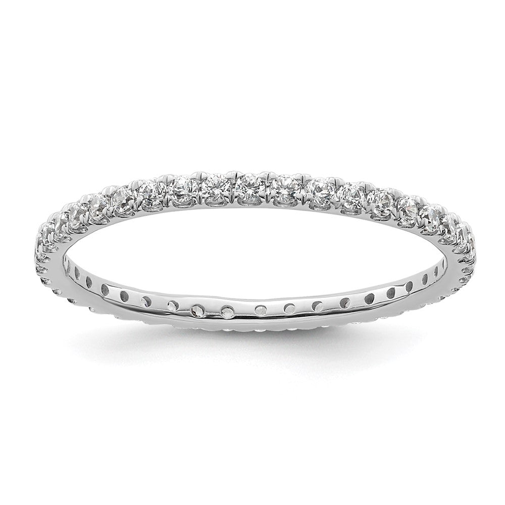 14k White Gold Polished Size 8.5 U-Shared Prong 1/2 carat Diamond Complete Eternity Band