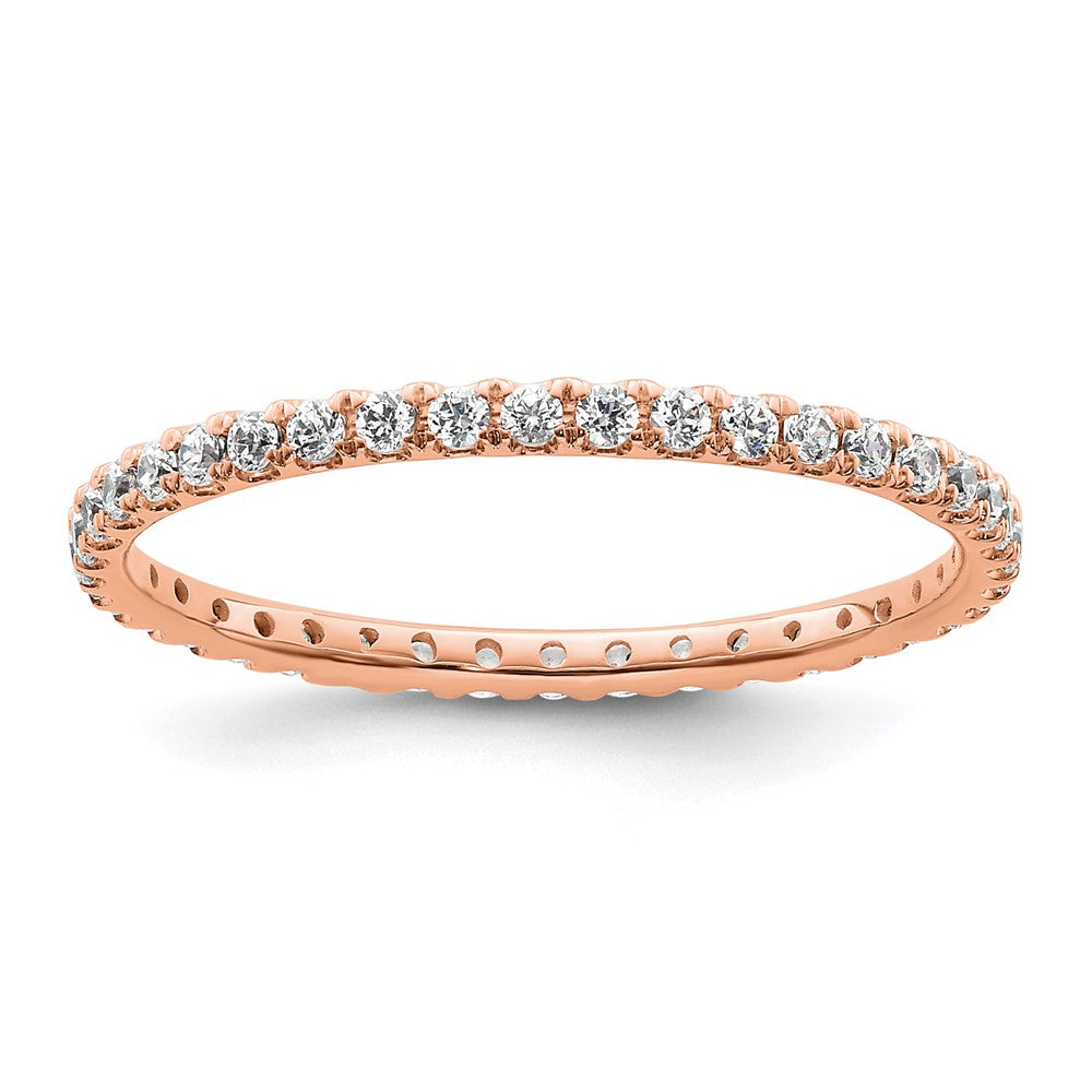 14k Rose Gold Polished Size 9 U-Shared Prong 1/2 carat Diamond Complete Eternity Band