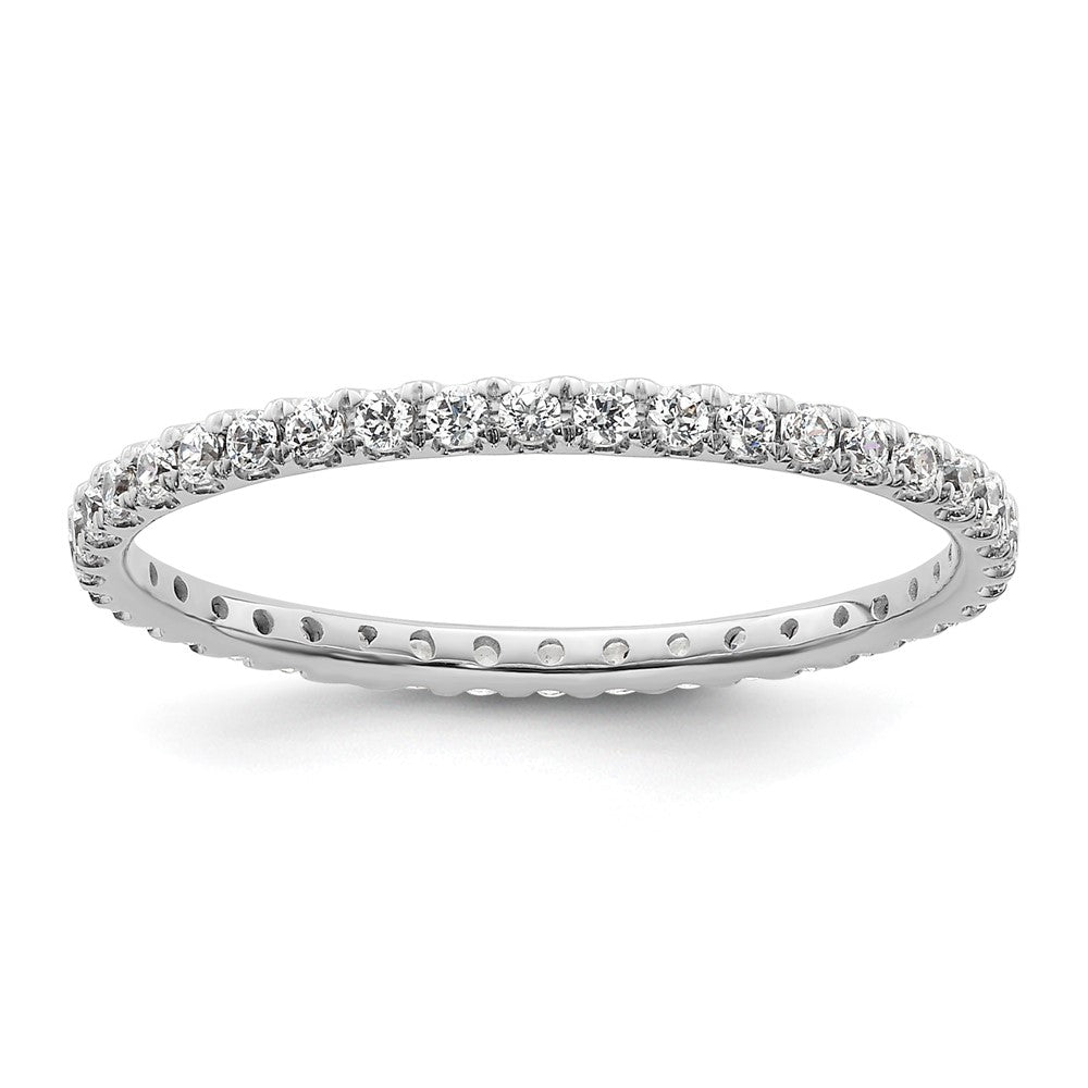 14k White Gold Polished Size 9 U-Shared Prong 1/2 carat Diamond Complete Eternity Band