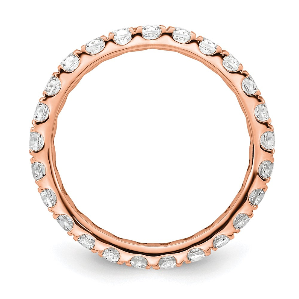 14k Rose Gold Polished Size 4 U-Shared Prong 1 carat Diamond Complete Eternity Band