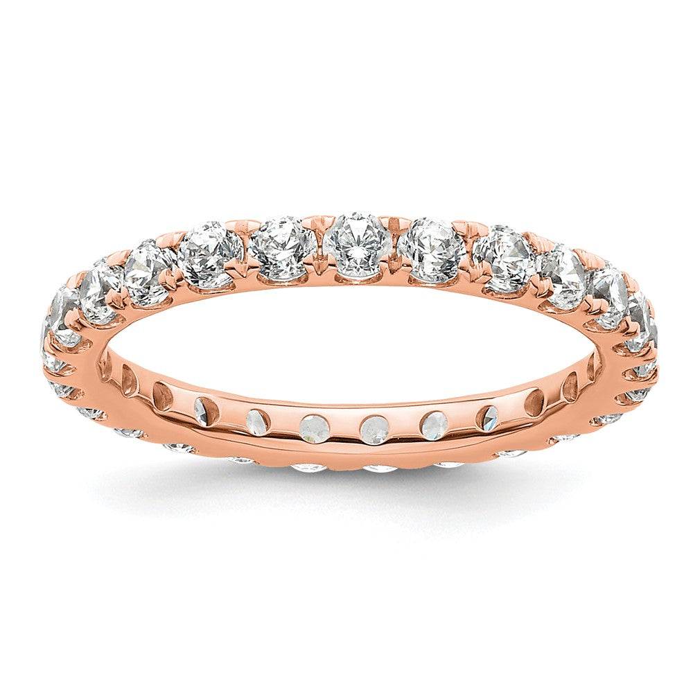 14k Rose Gold Polished Size 4 U-Shared Prong 1 carat Diamond Complete Eternity Band